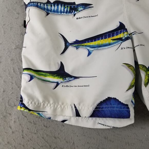MKS Unlimited Swim Shorts Mens 38 Fish Print Board Trunks Lined Pockets Beach - Picture 4 of 16